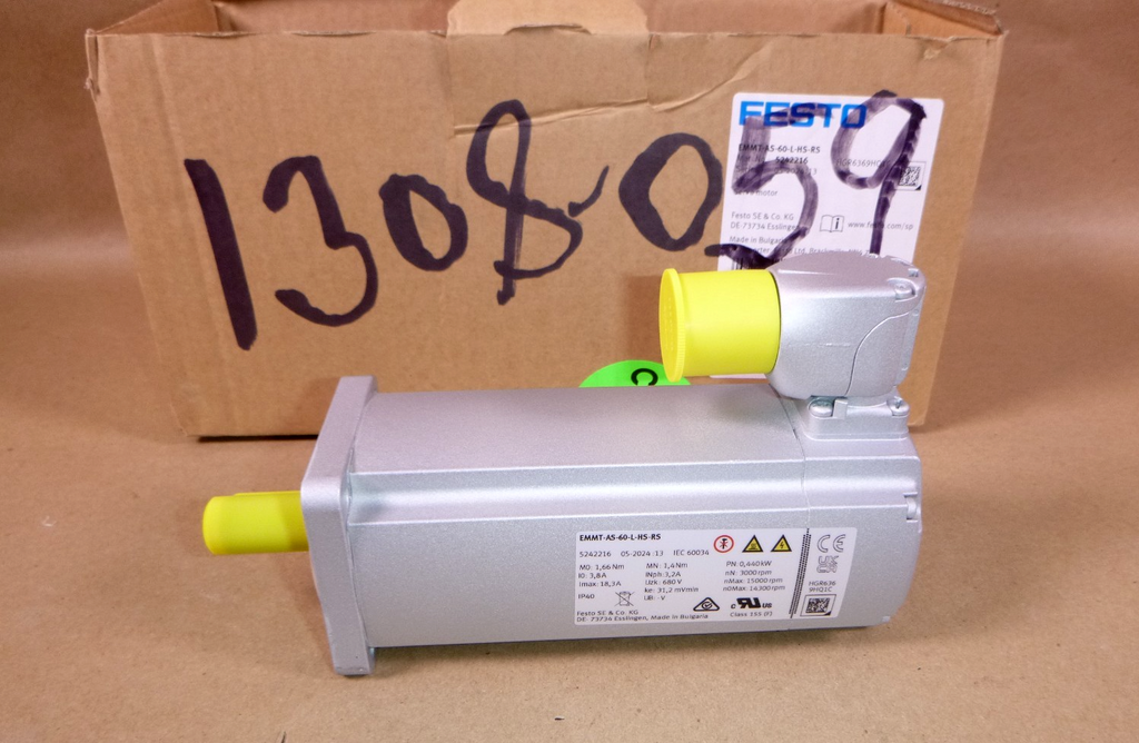 EMMT-AS-60-L-HS-RS Festo Servo Motor 5242216, 680Volt 440W 1.66Nm 14000 1/min | Industrial Electric Motors, Pumps & Parts