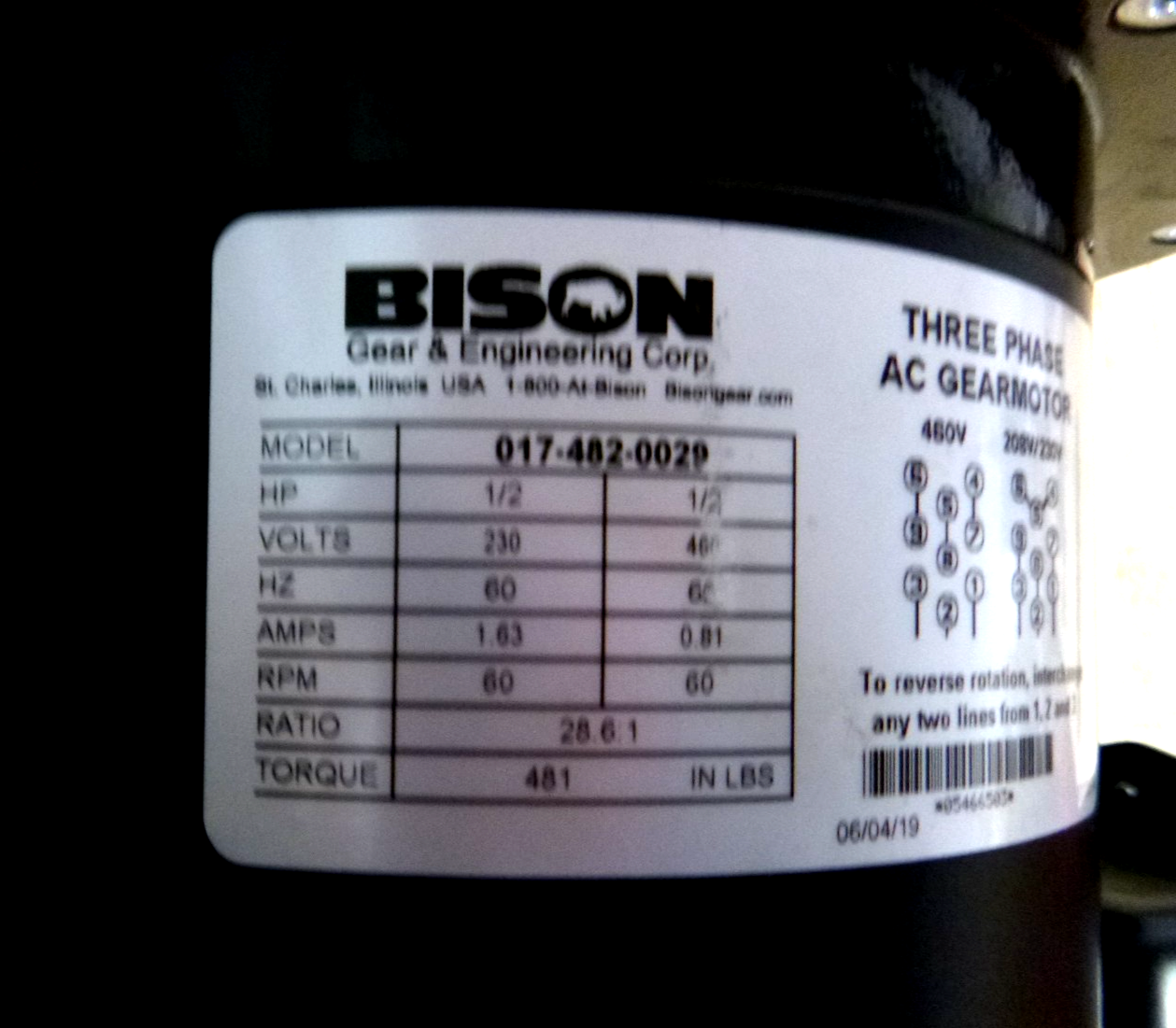 017-482-0029, 1/2HP BISON 60RPM 230/460VAC 482 SERIES 3PH PARALLEL GEARMOTOR | Industrial Electric Motors, Pumps &amp; Parts
