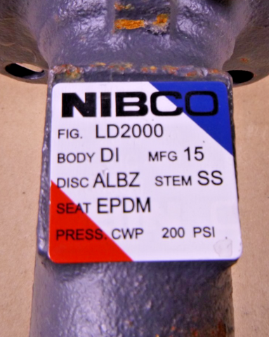 Nibco 2-1/2" LD2000 Series DI EPDM Butterfly Valve With Lever | Industrial MRO Replacement Parts, Manufacturing Machine Parts & Components, Heavy Equipment Parts Supplier