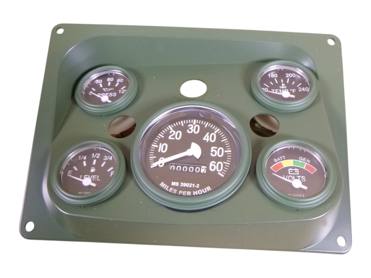 M998 Humvee Instrument Panel With 5 Gauge Set Green 12338466, 2540-01-185-6117