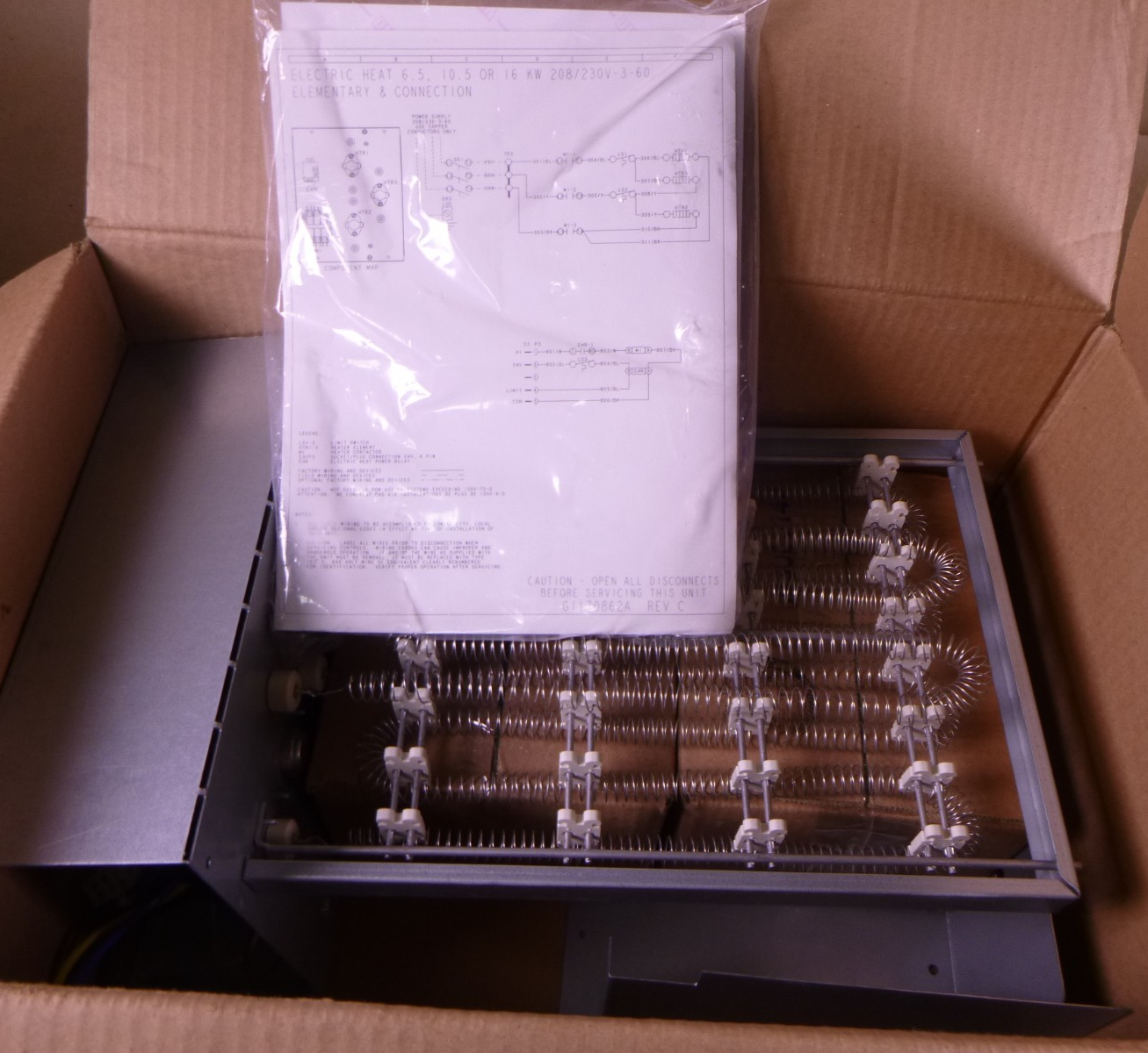 2EK04510625 Unitary 6.5kW Electric Heat Kit For York XYE04, XYE05, XYE06, XQE04 | Industrial MRO Replacement Parts, Manufacturing Machine Parts &amp; Components, Heavy Equipment Parts Supplier