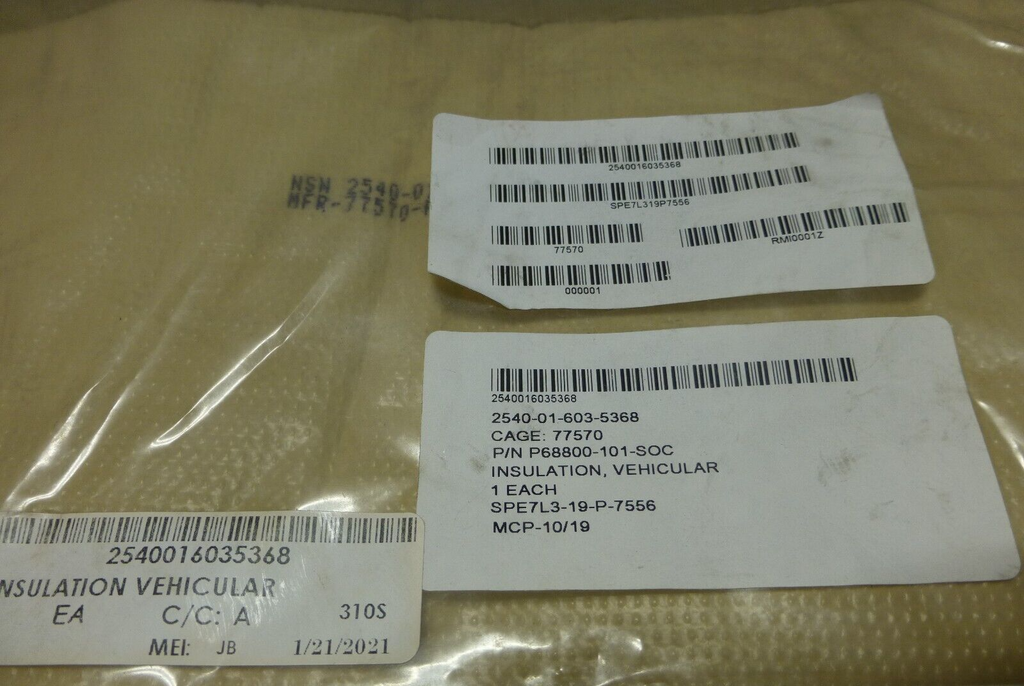 ROBERTSON MANUFACTURING P68800-101-SOC VEHICULAR INSULATION , 2540-01-603-5368 | Replacement Truck Parts, Trailer Accessories, Automobile Supplies, Car Parts & Accessories