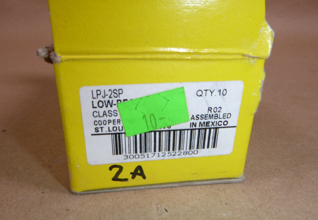(Box of 9) Cooper Bussmann LPJ-2SP Low-Peak Dual-Element Time-Delay Fuse, 2A | Electrical MRO Replacement Parts &amp; Components and Commercial Electrical Supplies Company