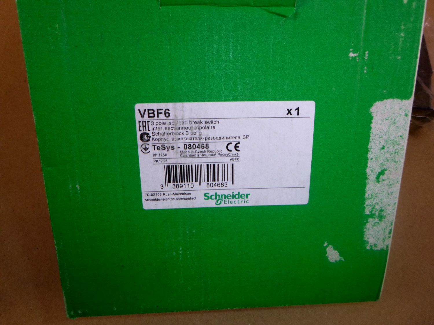 New Schneider Electric VBF6 / 080468 175A 3P Load Break / Disconnect Switch