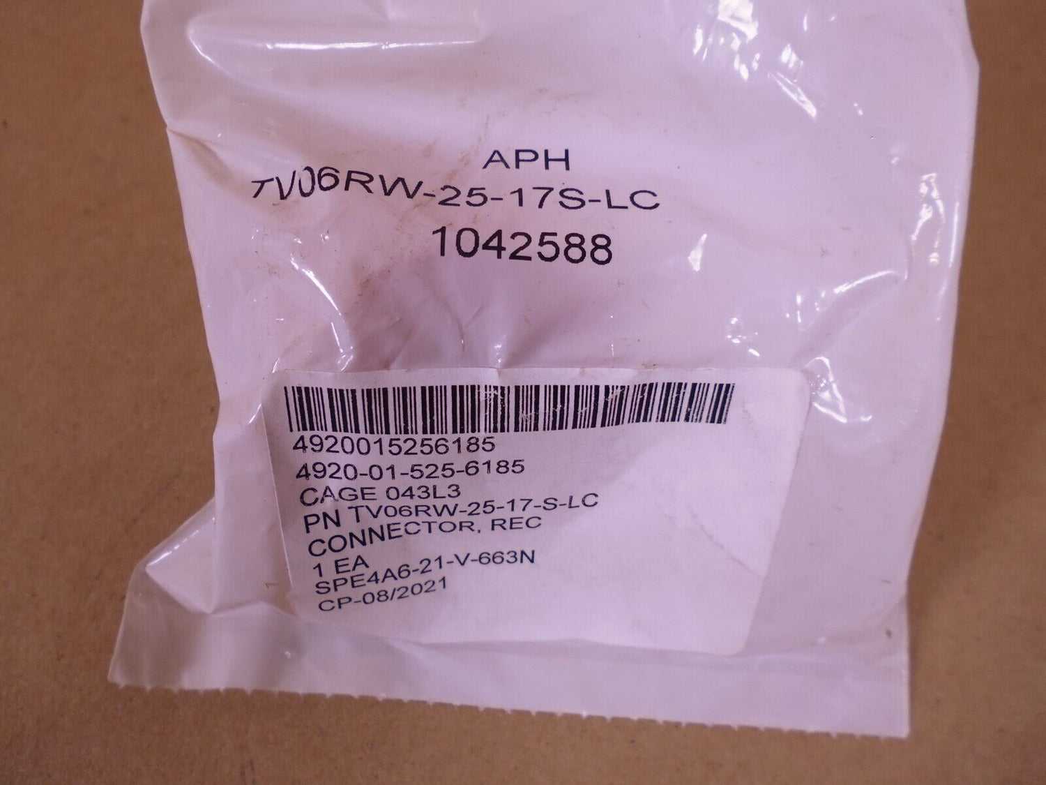(Lot of 2) AMPHENOL TV06RW-25-17S Circular Mil Connector TV06RW-25-17S-LC | Electrical MRO Replacement Parts &amp; Components and Commercial Electrical Supplies Company
