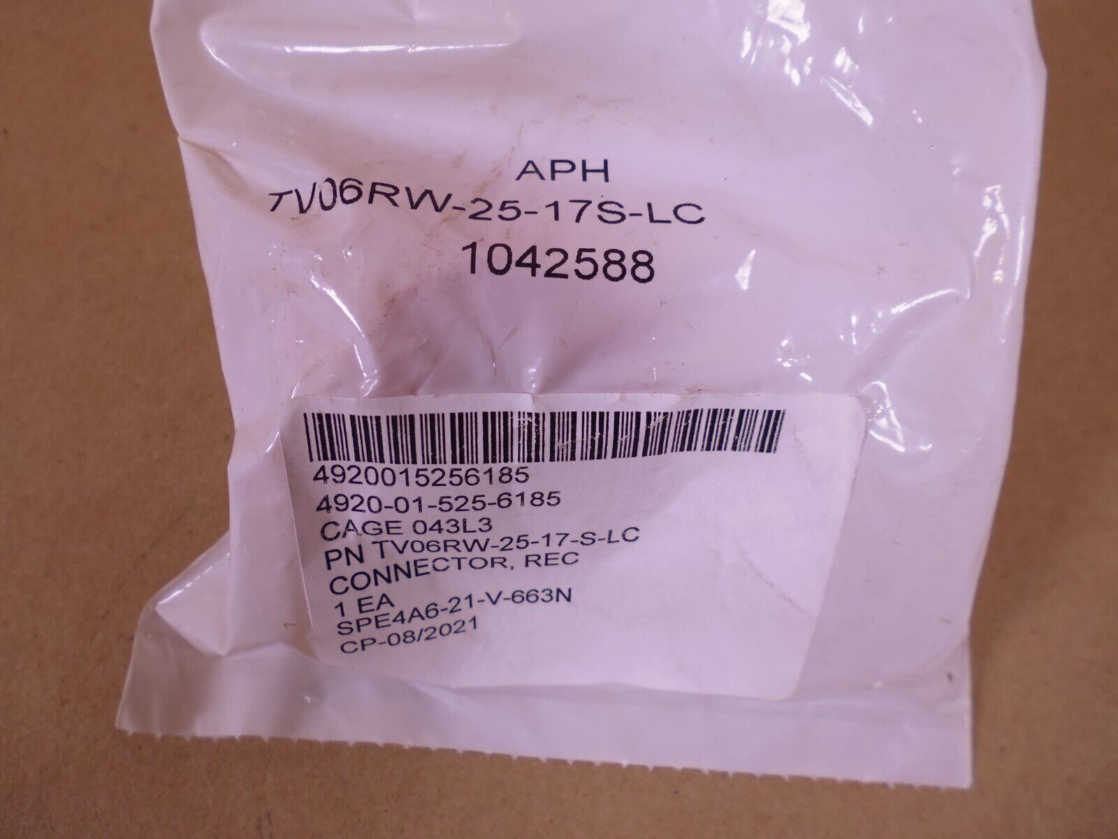 (Lot of 2) AMPHENOL TV06RW-25-17S Circular Mil Connector TV06RW-25-17S-LC | Electrical MRO Replacement Parts &amp; Components and Commercial Electrical Supplies Company
