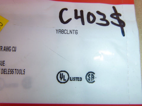 (Lot of 18) New Burndy YA8CLNT6 Copper Compression Lug, 1 Hole, #8 AWG