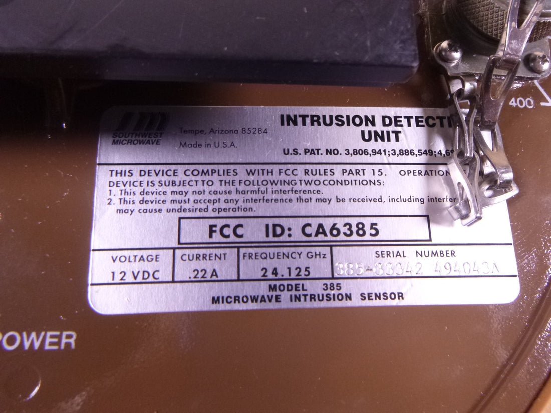 385 Southwest Microwave Instrusion Sensor Outdoor Transceiver 12VDC .22A | Electrical MRO Replacement Parts &amp; Components and Commercial Electrical Supplies Company