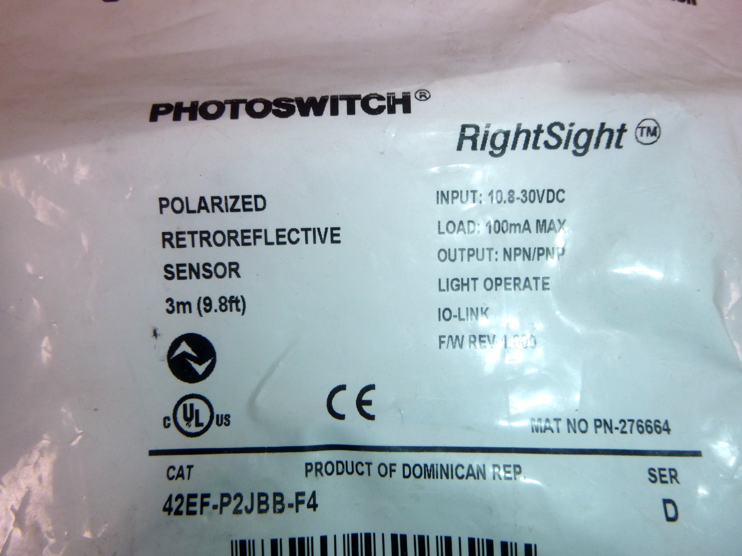 42EF-P2JBB-F4 Allen-Bradley RightSight Photosensor 10.8-30 Vdc 
