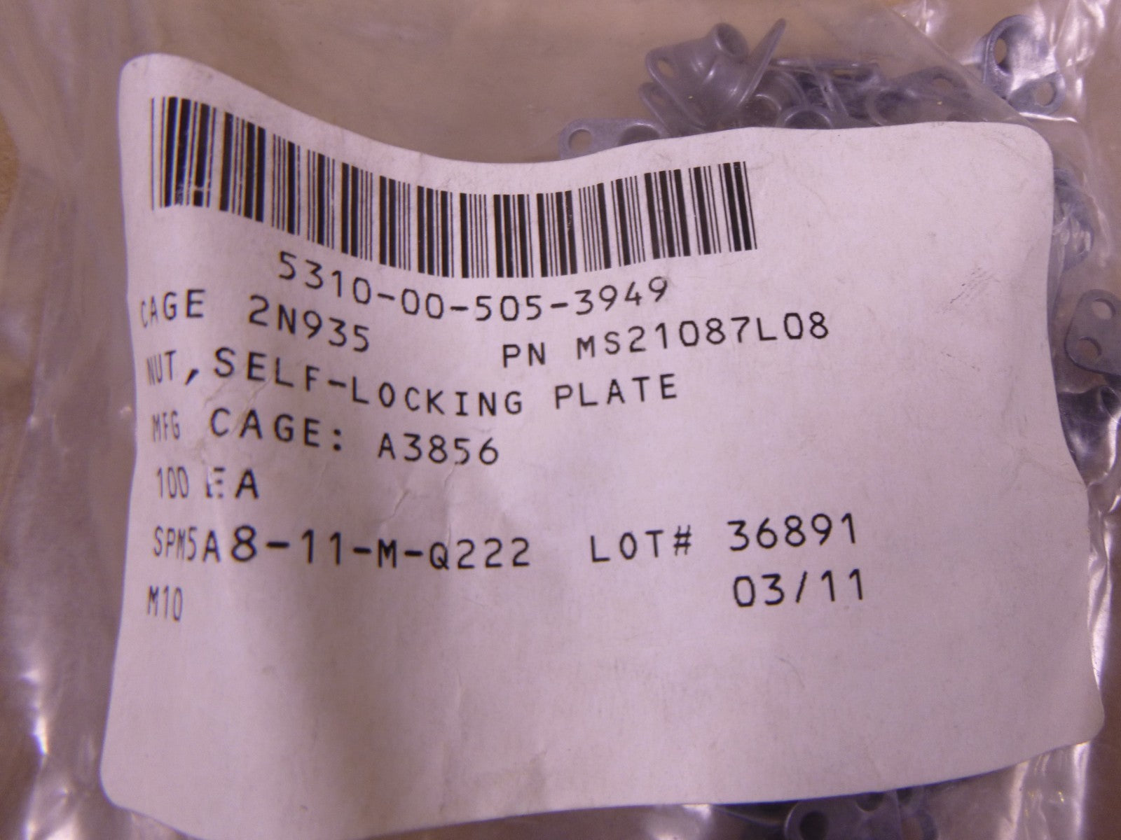 (140x) MS21087L08 , 8-32 x 3/16" Nutplate Nut A-286 , 5310-00-505-3949 | Industrial Replacement Nuts &amp; Bolts Distributor and Machinery Screws &amp; Fasteners Supply