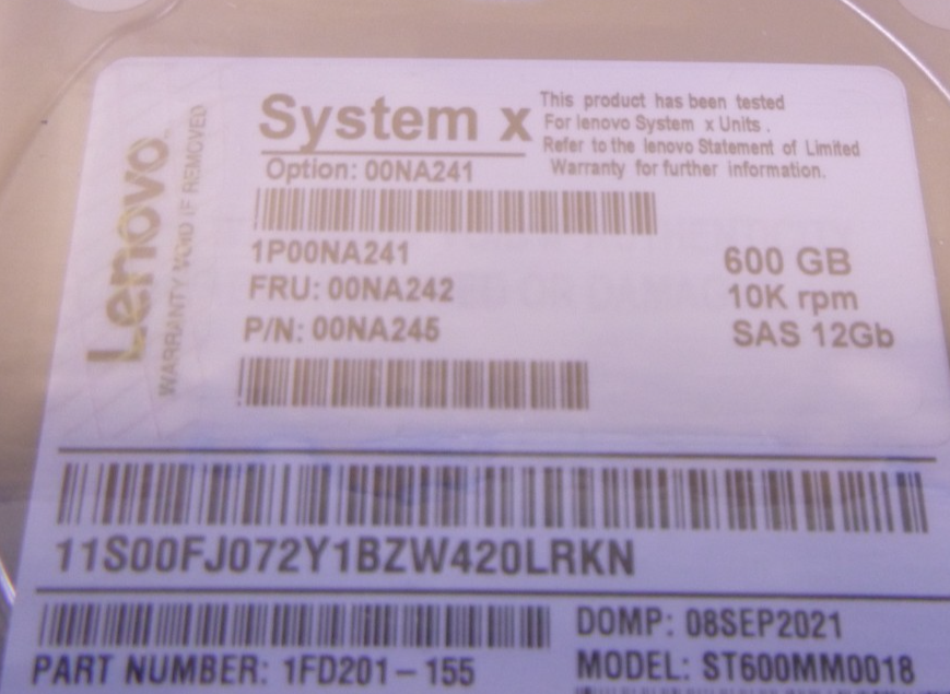 USED 00NA242 Lenovo System X 600GB 12G SAS 10K 2.5" HARD DRIVE ST600MM0018 | Electrical MRO Replacement Parts &amp; Components and Commercial Electrical Supplies Company