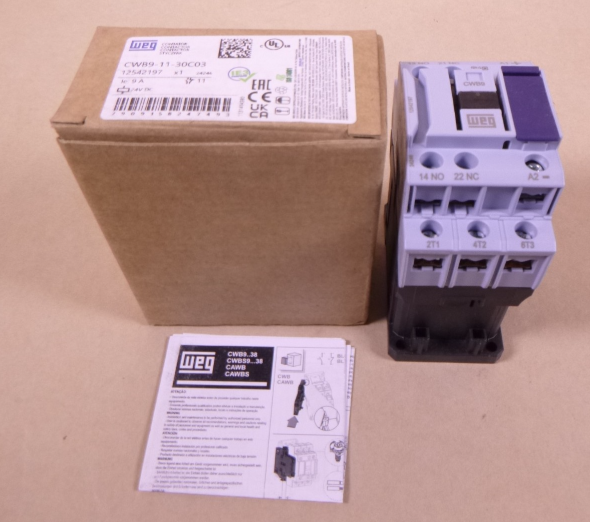 WEG CWB9-11-30C03 Contactor 24VDC , Ie: 9A