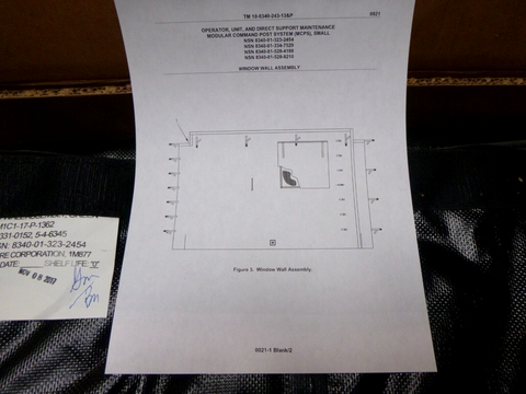 NEW WINDOW WALL PANEL 5-4-6345-1 GREEN FITS MILITARY TENT (MCPS) 5-4-6340-1