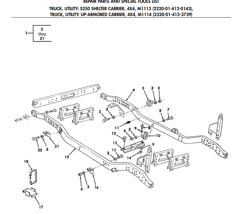 HMMWV M1113 M1114 LH C-Pillar Frame Body Mounting Bracket 12K , 5340-01-433-2732 | Genuine HMMWV Replacement Parts and Military Surplus Humvee Parts &amp; Accessories