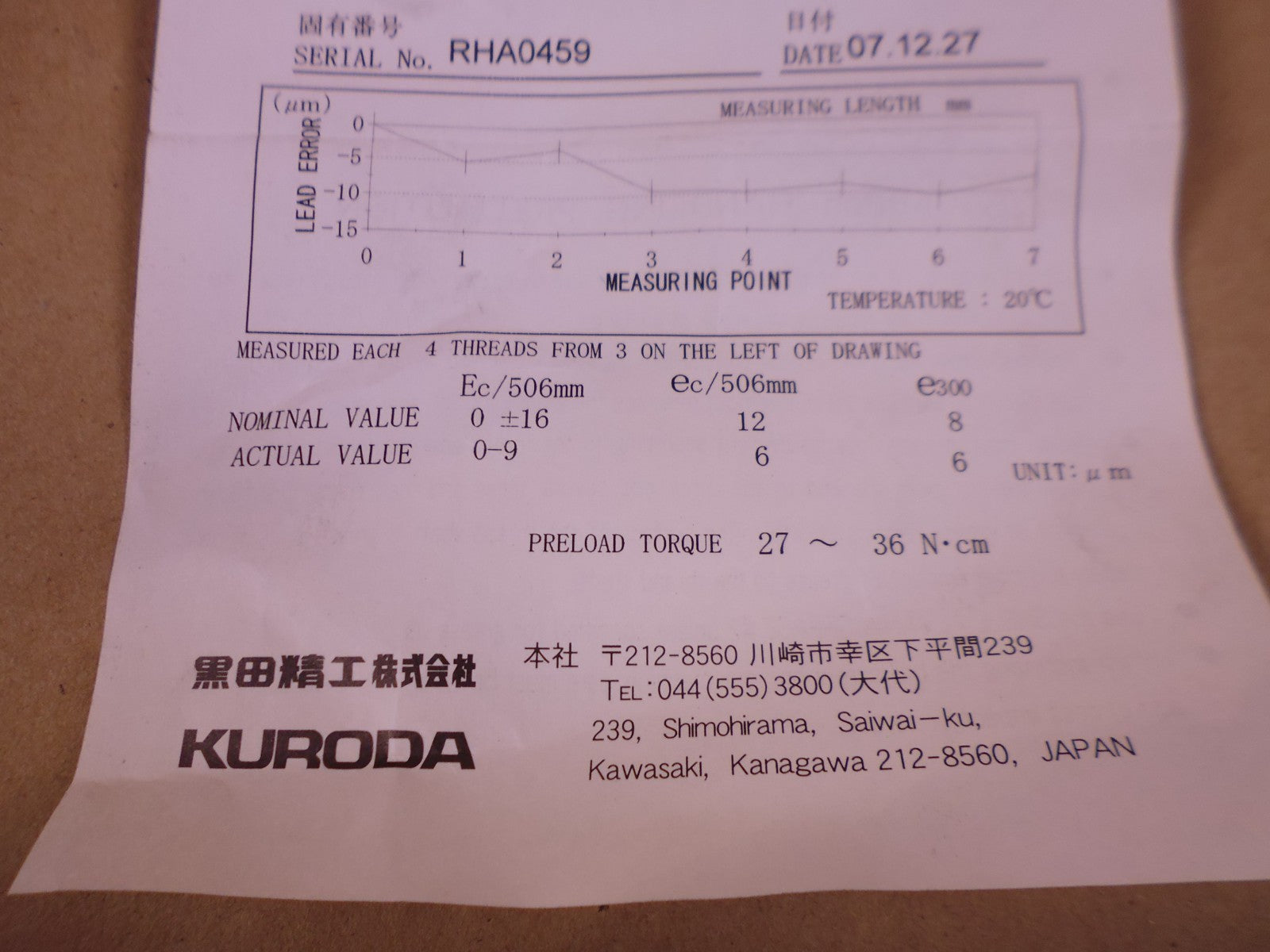 Kuroda GZ3616GS-ZAPR-0972X0506-C3S Ball Screw, 970mm Overall | Industrial MRO Replacement Parts, Manufacturing Machine Parts &amp; Components, Heavy Equipment Parts Supplier