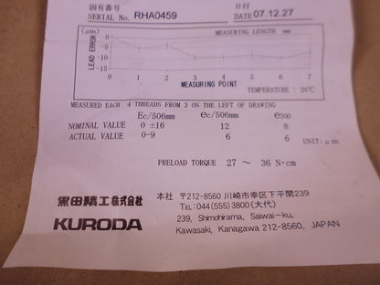 Kuroda GZ3616GS-ZAPR-0972X0506-C3S Ball Screw, 970mm Overall | Industrial MRO Replacement Parts, Manufacturing Machine Parts &amp; Components, Heavy Equipment Parts Supplier