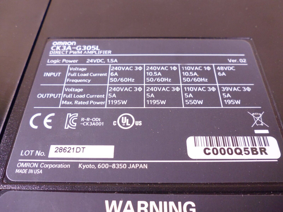 Omron CK3A-G305L Direct PWM Amplifier 24VDC 1.5A Logic Power CK3A-G3 | Electrical MRO Replacement Parts &amp; Components and Commercial Electrical Supplies Company