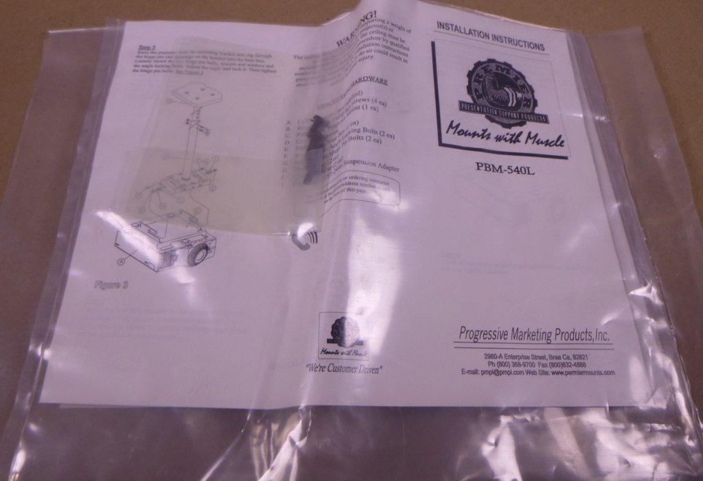 PBM-540L Premier Mounts LCD Projector Mount Ceiling | Industrial MRO Replacement Parts, Manufacturing Machine Parts & Components, Heavy Equipment Parts Supplier