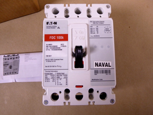 FDC3035VWH09 Eaton Naval F-Frame Circuit Breaker Three-pole, 35A, 600V, 100 kAIC