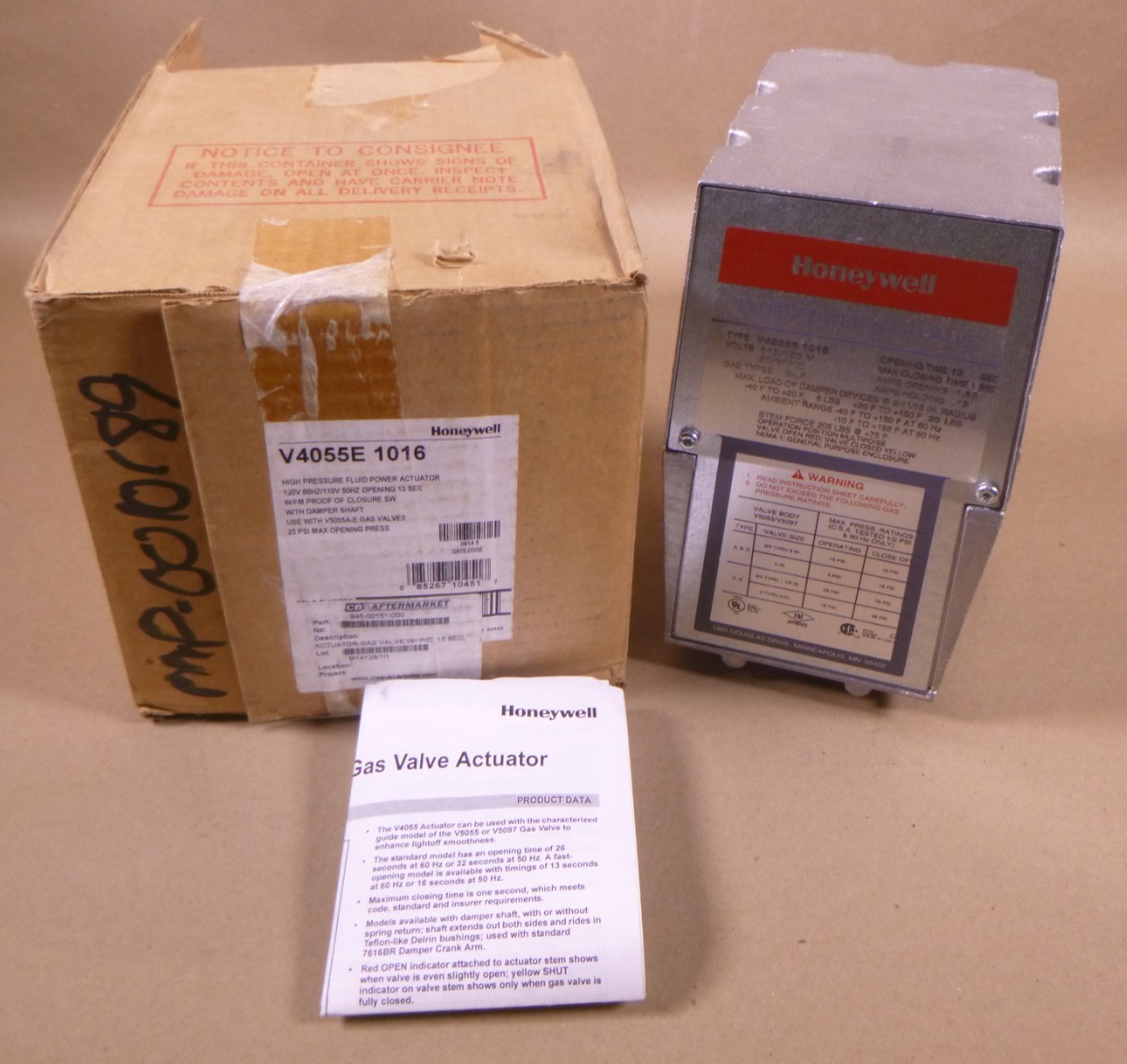 Honeywell V4055E1016 On/Off Fluid Power Gas Valve Actuator 120 Volt V4055E 1016 | Industrial MRO Replacement Parts, Manufacturing Machine Parts &amp; Components, Heavy Equipment Parts Supplier