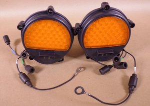 (2x) HUMVEE M998 FMTV Military Front Composite LED Amber Stop Light Black Grote