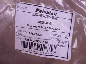 (86x) Palaplast 3157/2525 Mini Valve Indented Fitting , 25x25mm , 31572525