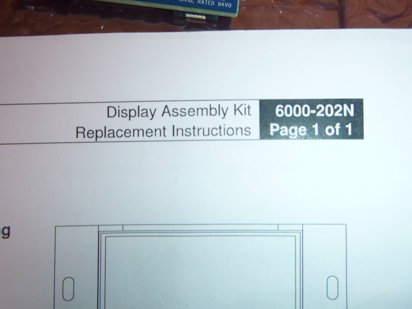 6000-202 Foxjet MCA IV Display Assembly Kit