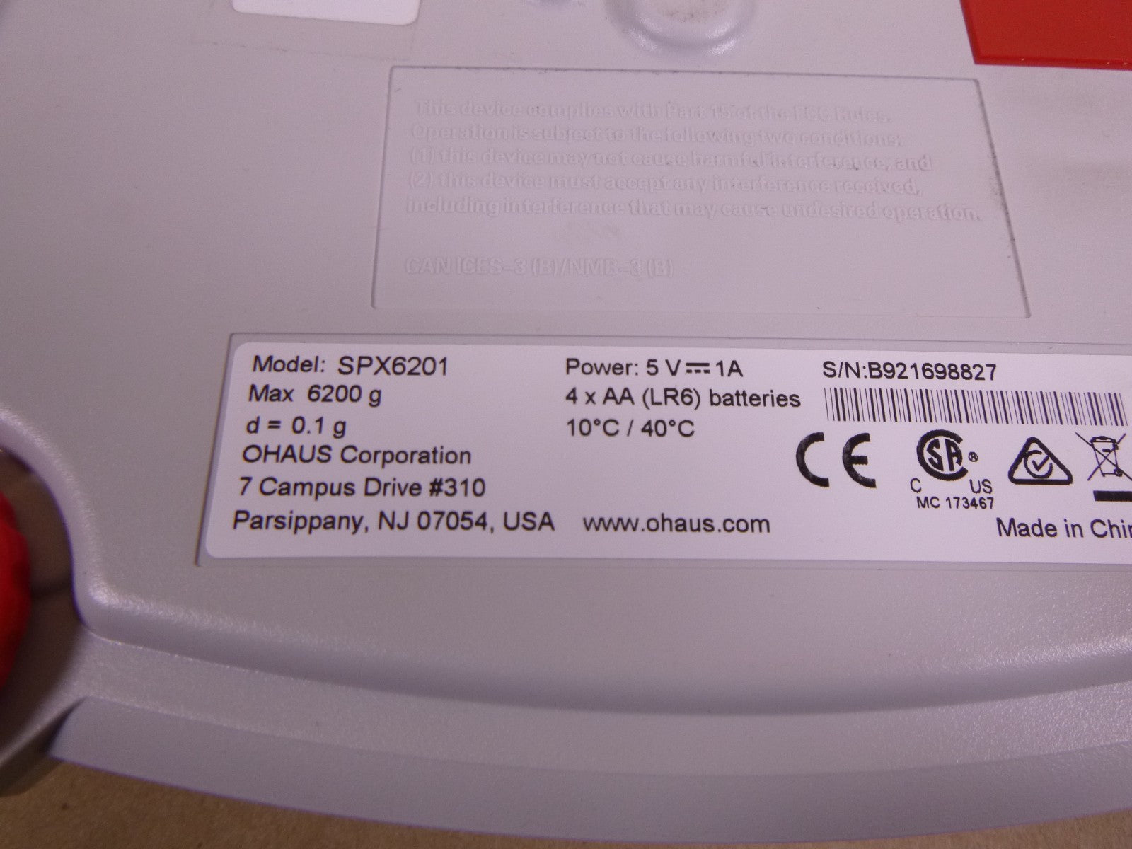 Ohaus SPX6201 Scout Analytical Balance, 6200 g x 0.1 g *MISSING FOOT*