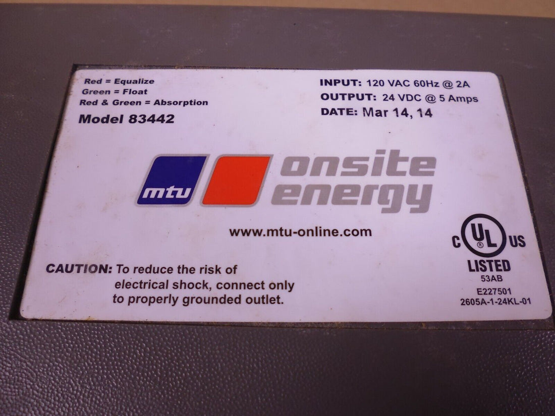 OEM MTU 83442 Onsite Energy Battery Charger , 24VDC @ 5Amp, 120VAC @ 2Amp | Replacement Truck Parts, Trailer Accessories, Automobile Supplies, Car Parts &amp; Accessories