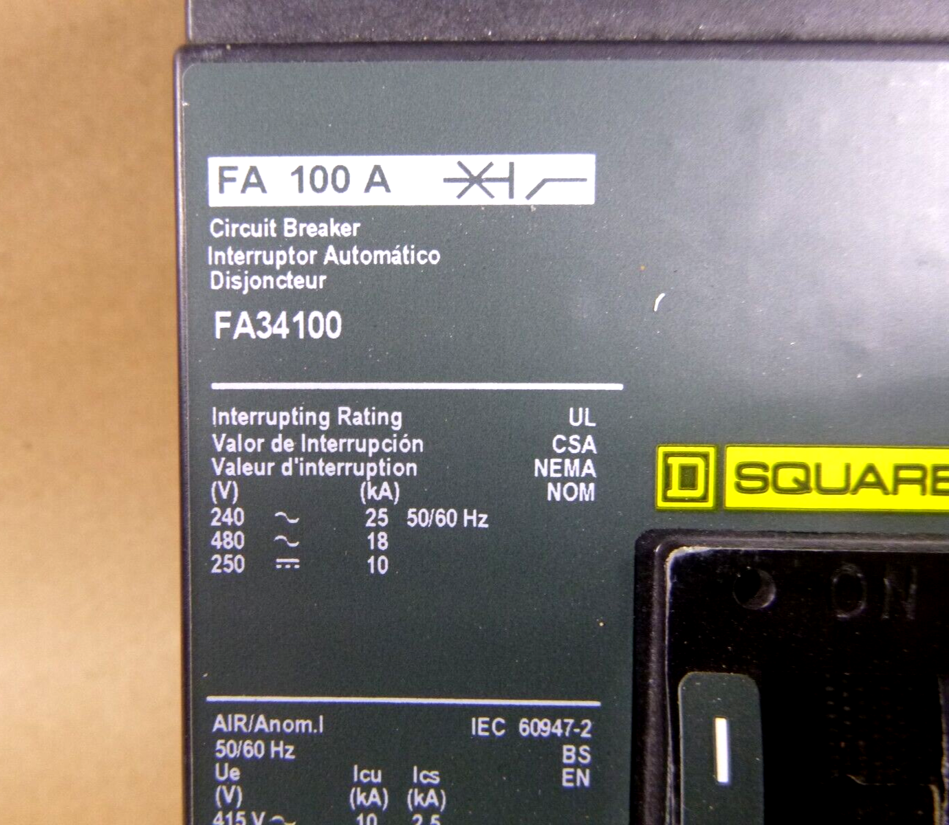 New Square D FA34100, I-Line Plug-In Molded Case Circuit Breaker 100A 3P 480V | Electrical MRO Replacement Parts &amp; Components and Commercial Electrical Supplies Company