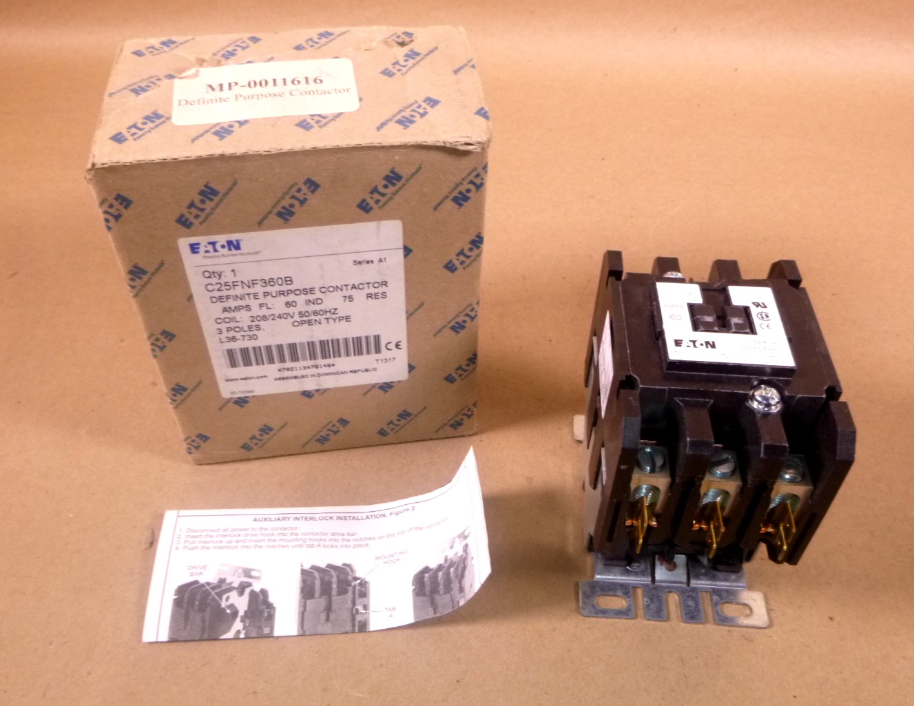 C25FNF360B Eaton Contactor, Definite Purpose, 60A, 3P, 208/240VAC Coil, 600 Volt | Electrical MRO Replacement Parts &amp; Components and Commercial Electrical Supplies Company