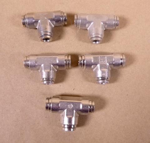 (Lot of 5) FOGCO Mist & Fog Systems 3/8″ Slip Lok 3 Way Stainless Steel TEE