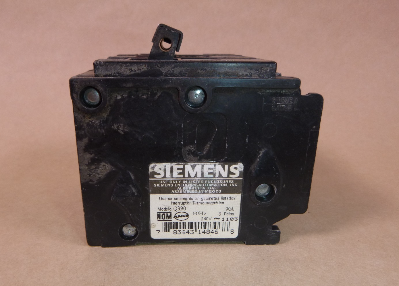 Q390 SIEMENS 90 AMP 240 VOLT 3 POLE CIRCUIT BREAKER
