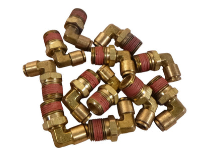 12x 3/8" Tube x 1/2" NPT Male Push Fitting 90 Degree Air Brake Line Elbow Brass