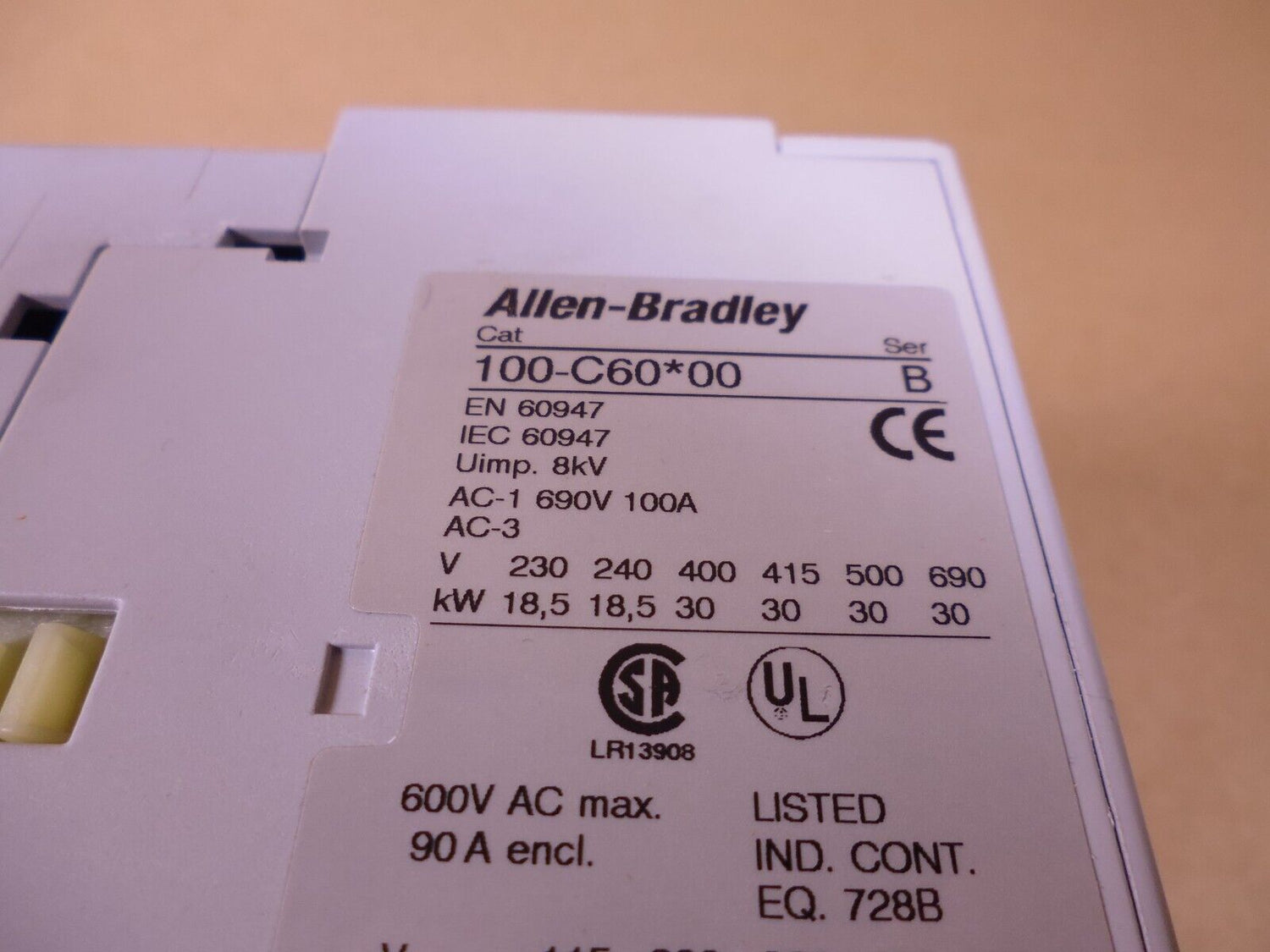 Allen Bradley 100-C60J01 Contactor 24V, 60HZ , 3 Pole, 1 N.C. Aux Cont, Ser B | Electrical MRO Replacement Parts &amp; Components and Commercial Electrical Supplies Company
