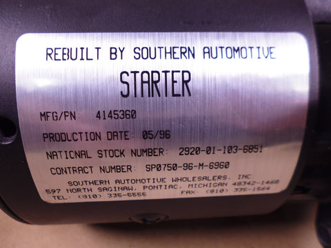 Reman 4145360 Starter For Chrysler Dodge , 2920-01-103-6851 | Replacement Truck Parts, Trailer Accessories, Automobile Supplies, Car Parts & Accessories