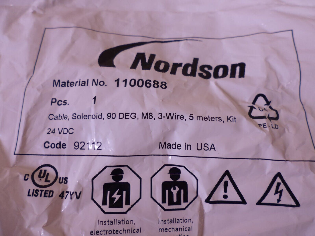 OEM Nordson 1100688 Solenoid Cable 24VDC 90 Deg M8 3-Wire 5 Meters | Industrial MRO Replacement Parts, Manufacturing Machine Parts &amp; Components, Heavy Equipment Parts Supplier