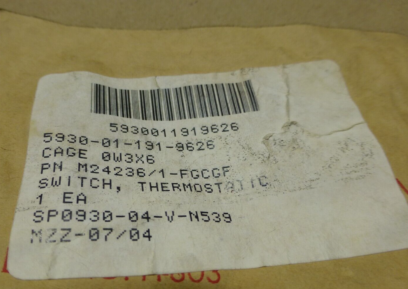 M24236/1-FGCGF THERMOSTATIC SWITCH , 5930-01-191-9626 | Electrical MRO Replacement Parts &amp; Components and Commercial Electrical Supplies Company
