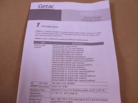NEW Getac MB800 8-Bay Multi-Bay Battery Charger For B360 Main Battery | Industrial MRO Tools and Replacement Industrial Equipment Components
