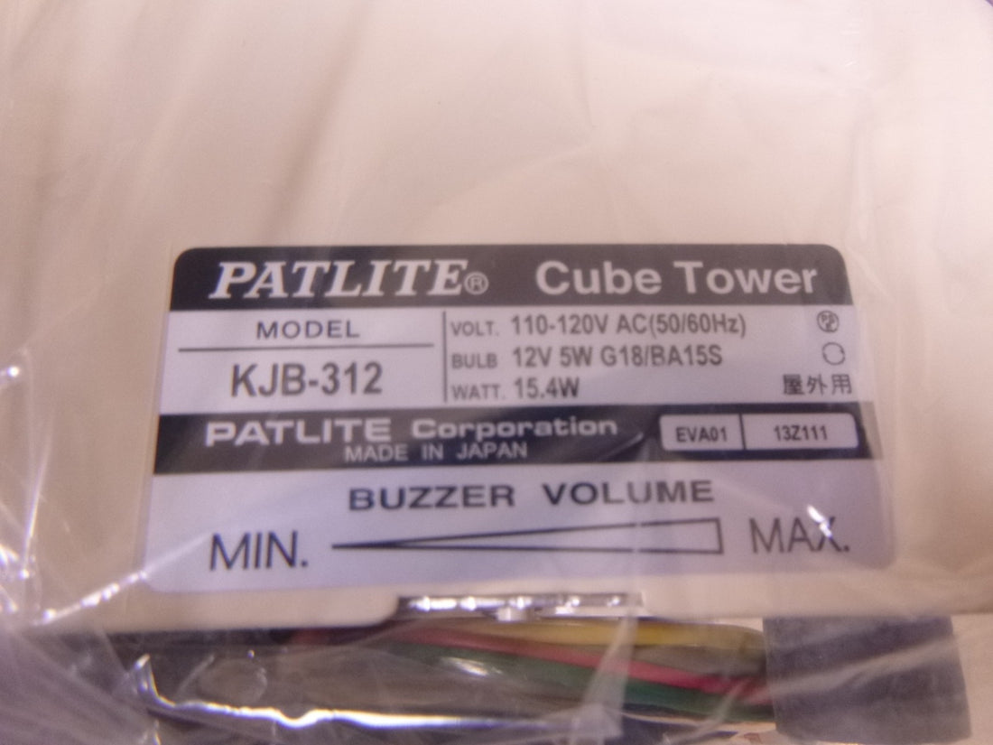Patlite KJB-312 Signal Cube Tower 110-120V 15.4W , KJB-312-RYB+EVA01 | Electrical MRO Replacement Parts &amp; Components and Commercial Electrical Supplies Company