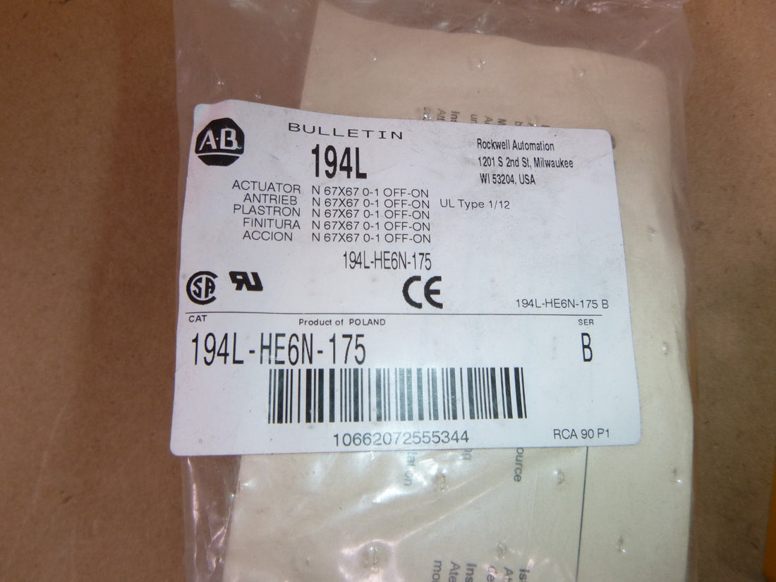 194L-HE6N-175 Ser. B Allen Bradley Control and Load Switch Actuator (Lot of 2) | Electrical MRO Replacement Parts &amp; Components and Commercial Electrical Supplies Company