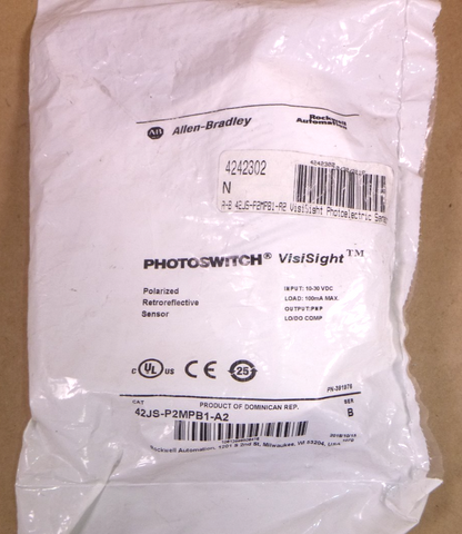 42JS-P2MPB1-A2 Allen Bradley 42JS VisiSight Photoelectric Sensor 10-30 Vdc | Electrical MRO Replacement Parts &amp; Components and Commercial Electrical Supplies Company