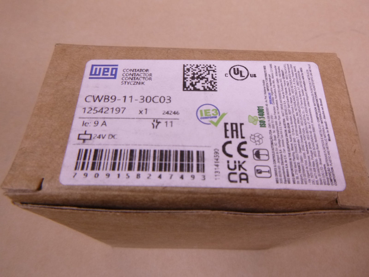 WEG CWB9-11-30C03 Contactor 24VDC , Ie: 9A