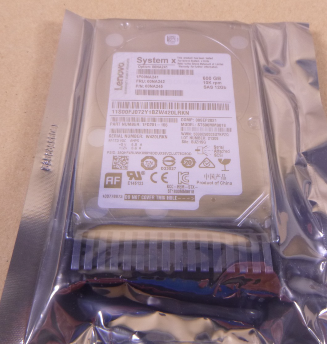 USED 00NA242 Lenovo System X 600GB 12G SAS 10K 2.5" HARD DRIVE ST600MM0018 | Electrical MRO Replacement Parts &amp; Components and Commercial Electrical Supplies Company