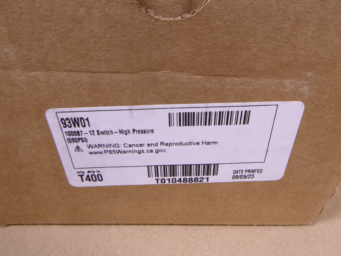 Lennox 100087-12, High Pressure Switch, Actuates at 590 PSI; Resets at 418 93W01 | Electrical MRO Replacement Parts &amp; Components and Commercial Electrical Supplies Company