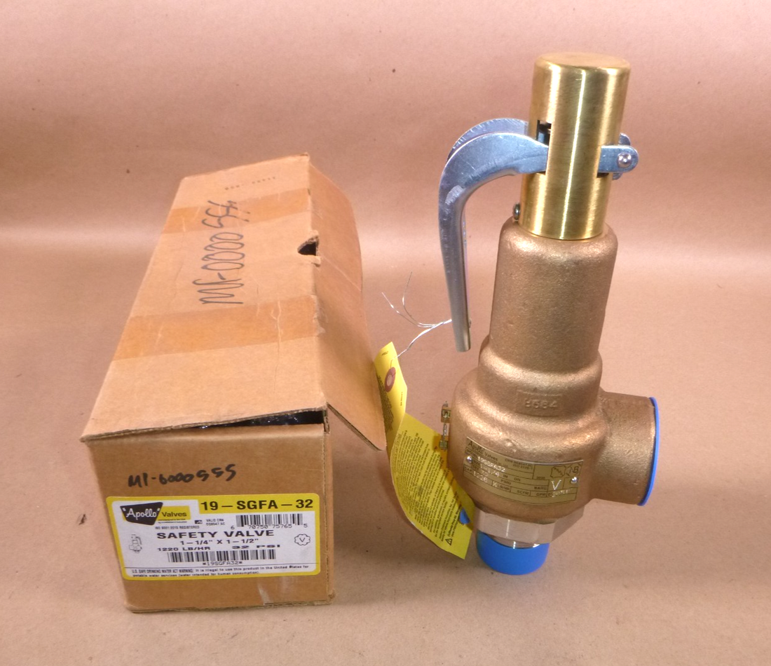 19SGFA32 Apollo Safety Relief Valve 19 Series 1-1/4" MNPT x 1-1/2" FNPT 32 Psi | Industrial MRO Replacement Parts, Manufacturing Machine Parts &amp; Components, Heavy Equipment Parts Supplier