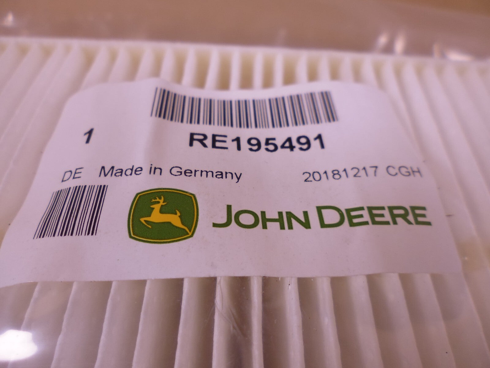 OEM John Deere Original Equipment Air Filter - RE195491 | Industrial Tractor Parts Supplier and Surplus Tractor Parts &amp; Accessories