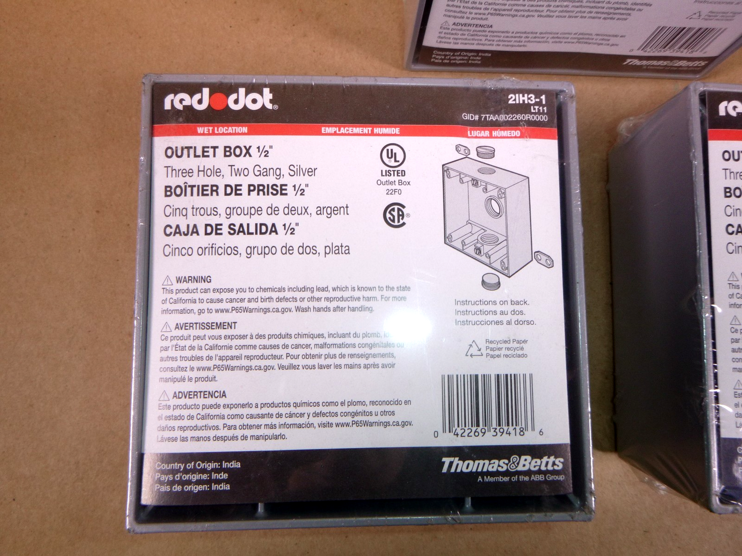Red Dot 2IH3-1 Two Gang Universal Weatherproof Box 3 Outlets (Lot of 3) | Industrial MRO Replacement Parts, Manufacturing Machine Parts &amp; Components, Heavy Equipment Parts Supplier