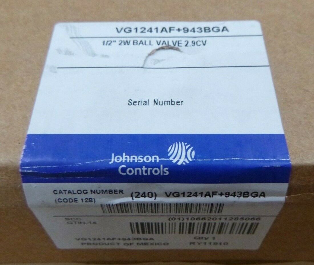 JOHNSON CONTROL VG1241AF+943BGA 1/2" NPT 2-WAY BRASS VALVE W/ ACTUATOR | Industrial MRO Replacement Parts, Manufacturing Machine Parts &amp; Components, Heavy Equipment Parts Supplier