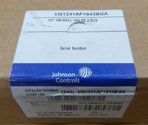 JOHNSON CONTROL VG1241AF+943BGA 1/2" NPT 2-WAY BRASS VALVE W/ ACTUATOR